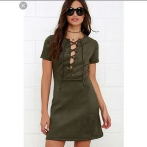 Lulu's Olive Green Suede Dress